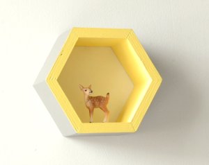 Mini étagère Hexagonale alvéole gris et jaune - Et voilà Atelier
